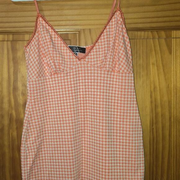 Dresses & Skirts - Blue blush orange checkered Cami Dress Size Medium Preloved!